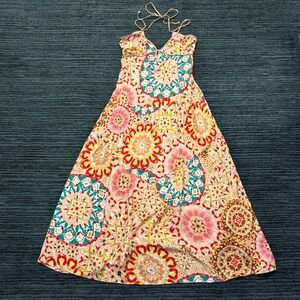 NWT BA&SH Size Pink/Multi Lamia V Neck Graphic Print Tiered Skirt Maxi Dress